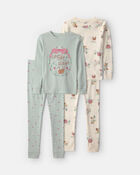 Filles - Pyjama ajust&eacute; 4 pi&egrave;ces en 100 % coton &agrave; motif poulet campagnard - Bleu/Cr&egrave;me, image 1 sur 6 diapositives