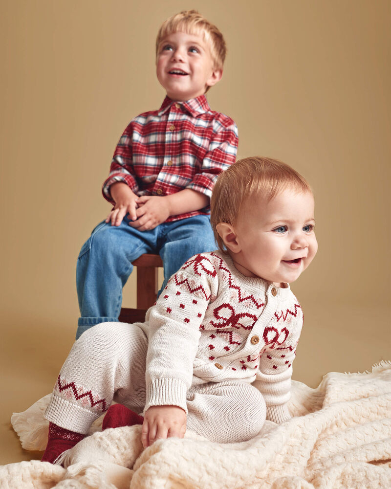 B&eacute;b&eacute; fille - Combinaison en tricot de coton biologique motif jacquard, image 6 sur 6 diapositives