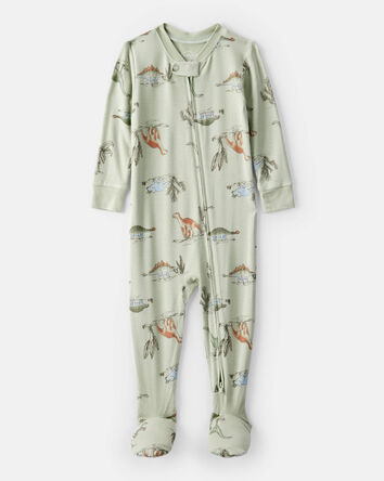 Bébé garçon - Pyjamas une pièce à manches longues à fermeture éclair 2 voies PurelySoft avec motif de dinosaure - Vert, 