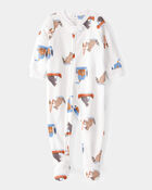 Toddler Boy 1-Piece Woodland Creatures Fleece Footie Pyjamas, image 1 of 3 slides