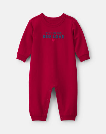 B&eacute;b&eacute; - Combinaison manches longues en jersey bouclette &laquo;Tiny Heart Big Love&raquo; pour la Saint-Valentin &ndash; Rouge, 