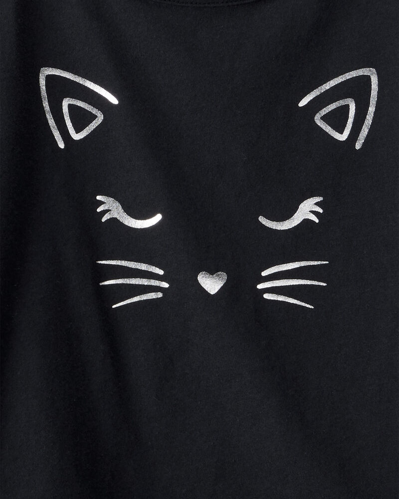 Jeune Ensemble 2 pièces t-shirt à chat scintillant et jupe-short à tutu en tulle, image 4 sur 6 diapositives