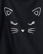 Jeune Ensemble 2 pièces t-shirt à chat scintillant et jupe-short à tutu en tulle, image 4 sur 6 diapositives