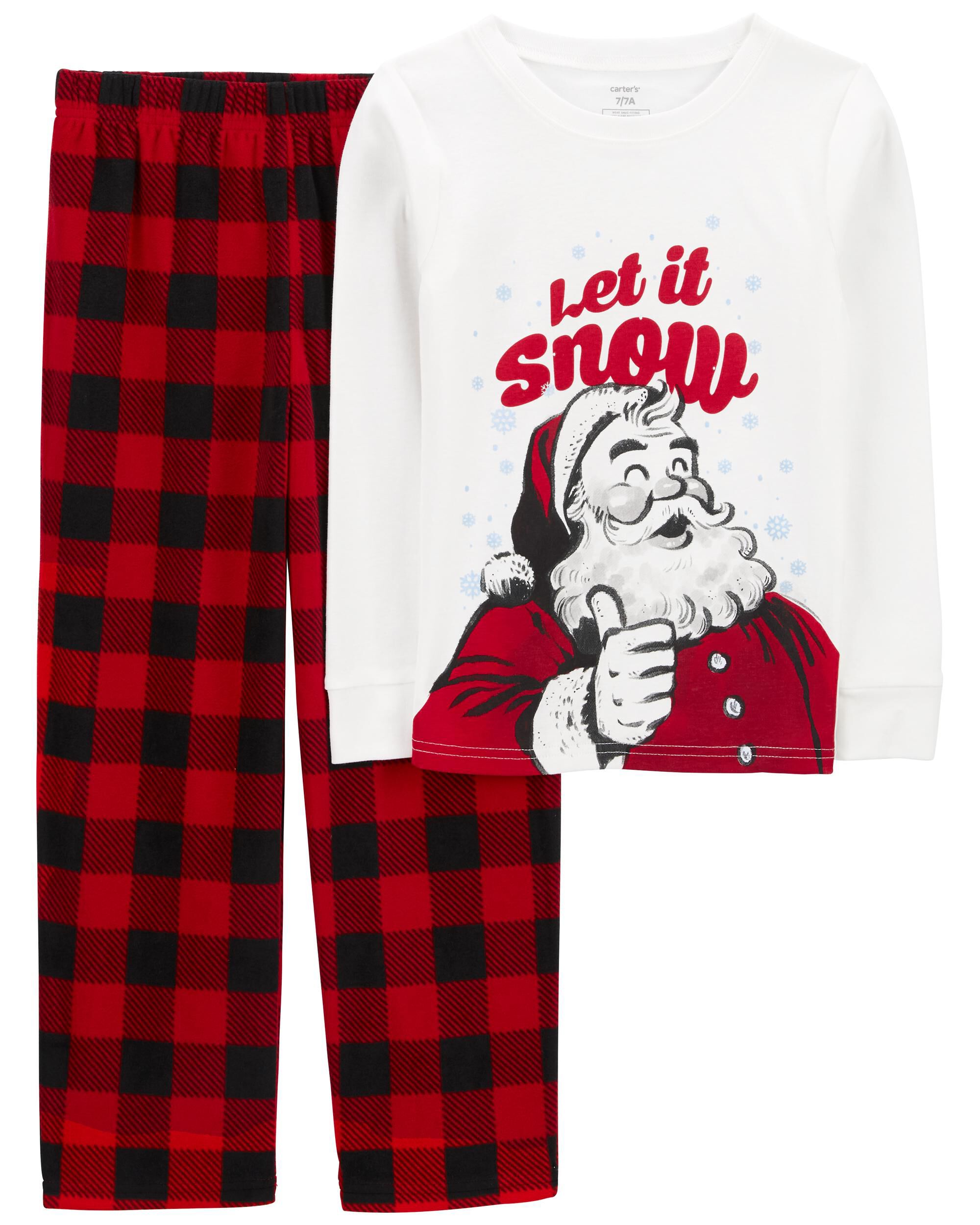 Red 2 Piece Buffalo Check Cotton Fleece Pyjamas Carter s Oshkosh Canada