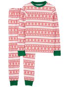 2-Piece Adult Holiday 100% Snug Fit Cotton PJs, image 1 of 2 slides