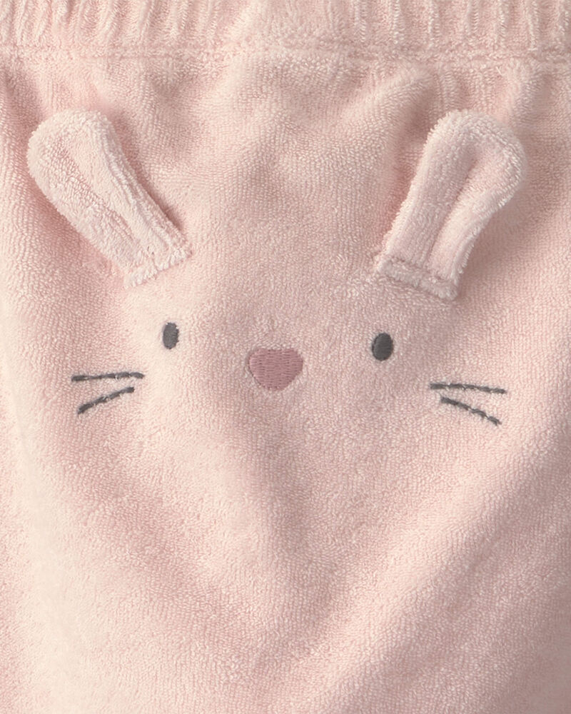B&eacute;b&eacute; fille - Ensemble 3 pi&egrave;ces &agrave; superposer, haut &agrave; manches courtes en tissu &eacute;ponge &agrave; motif lapin - Rose, image 5 sur 5 diapositives