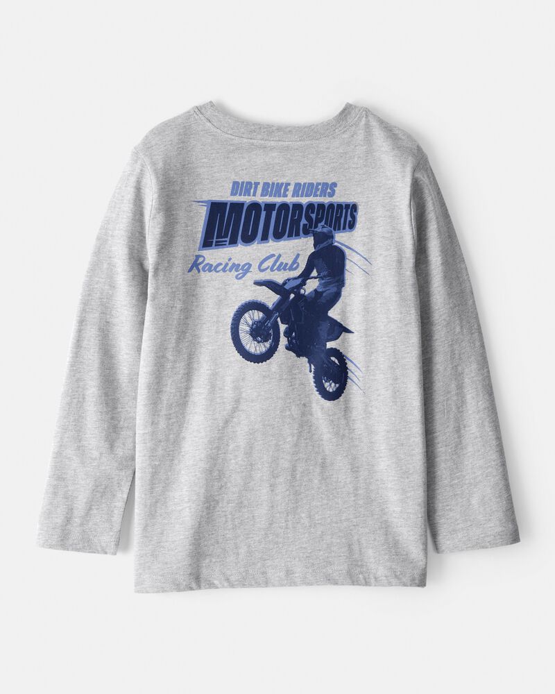 Boys Motorcycle Long-Sleeve Graphic Tee - Grey, image 2 of 5 slides