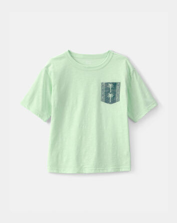 Gar&ccedil;ons - T-shirt &agrave; poche d&eacute;cor&eacute;e de palmiers - Vert, 