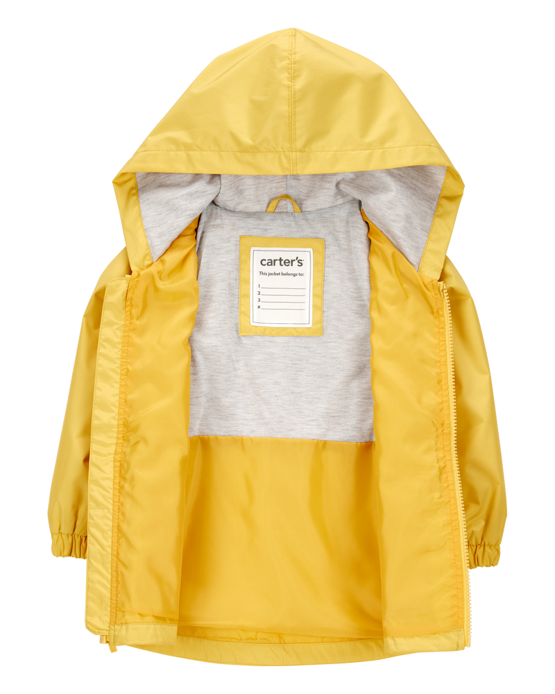 Toddler Boy Solid Rain Jacket - Yellow, image 2 of 3 slides