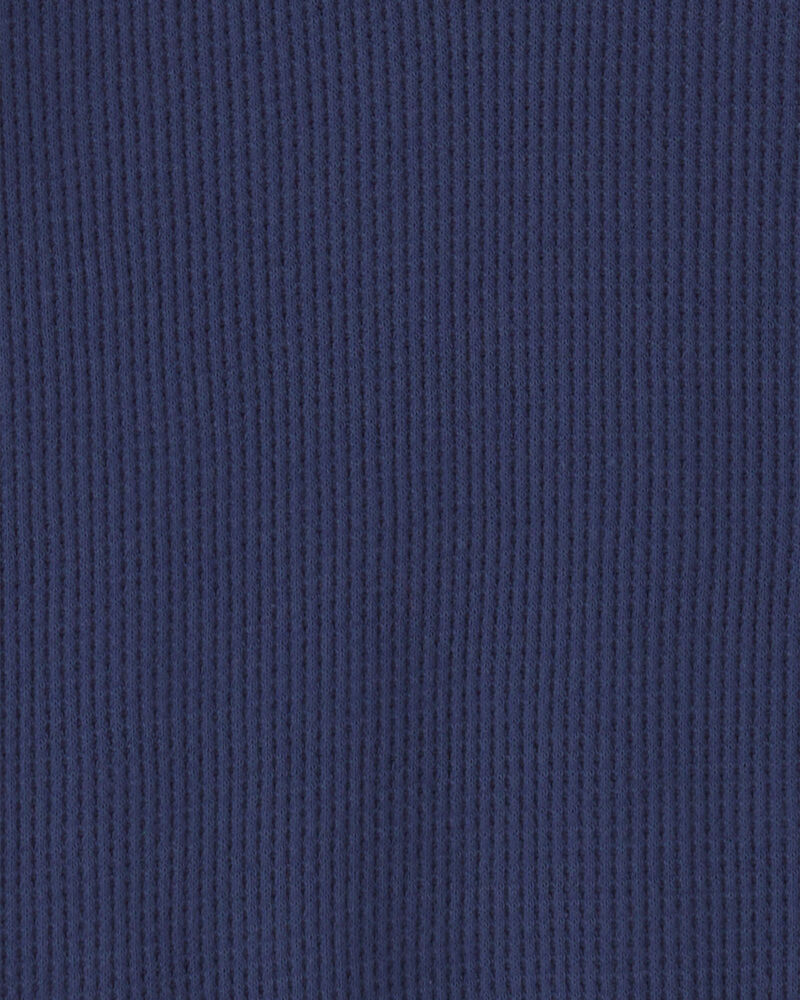 Baby Boy Thermal Long-Sleeve Hooded Bodysuit - Navy Blue, image 2 of 3 slides