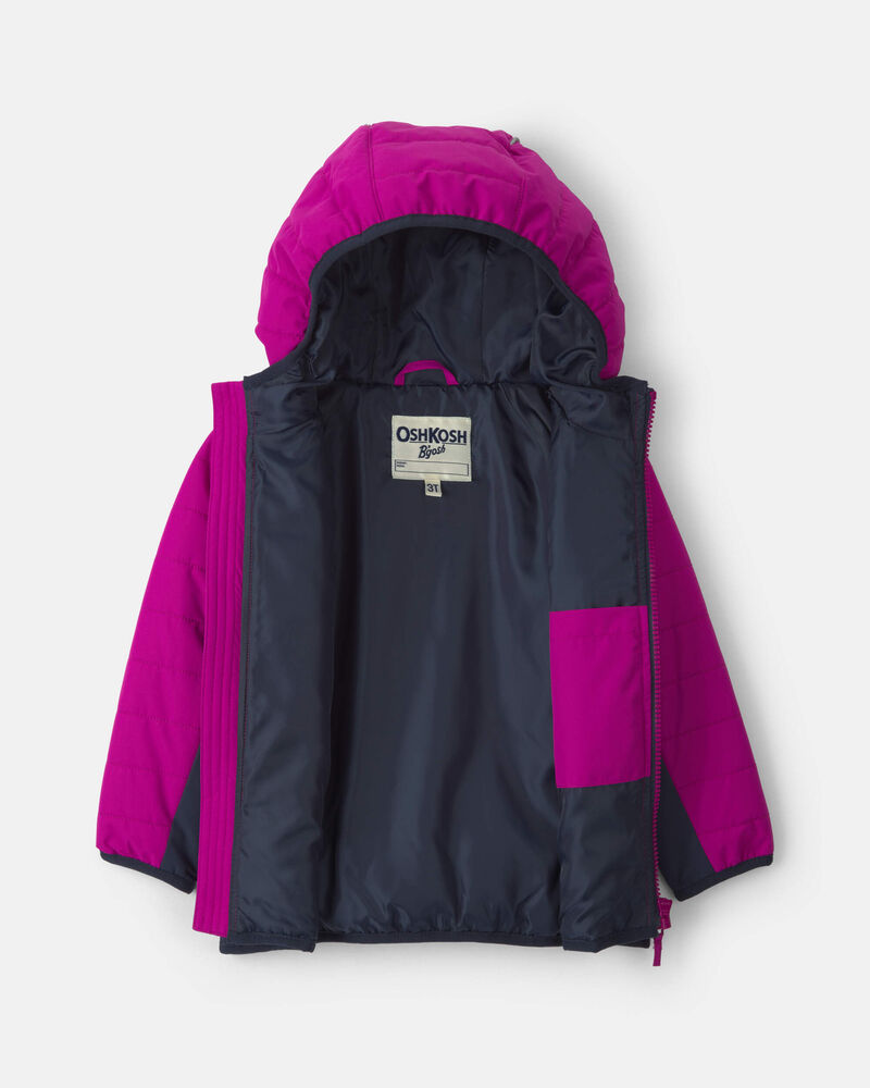 Toddler Girl  Quilted Mid Weight Jacket- Purple, image 2 of 4 slides