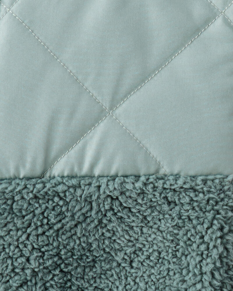 Toddler Boy Long-Sleeve Midweight Quilted Sherpa Jacket - Green, image 3 of 3 slides