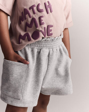 Toddler Girl Fleece Swing Shorts with Pockets &ndash; Heathered Grey, 