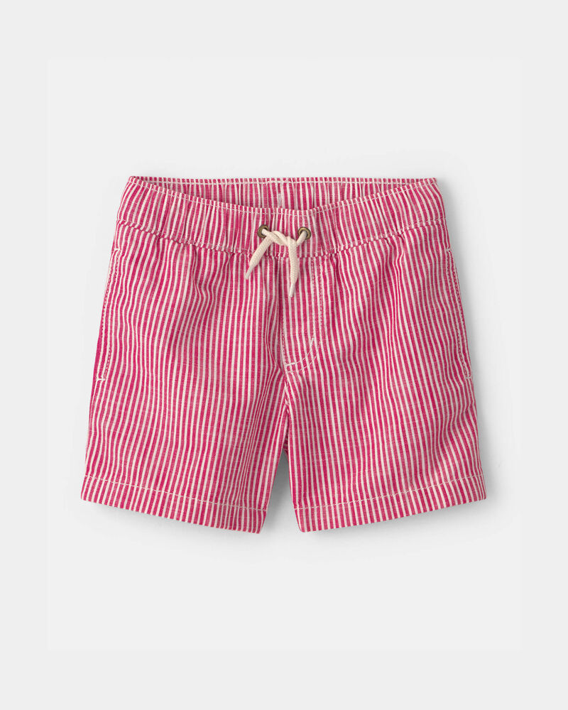 Toddler Boy Hickory Stripe Shorts - Red/Ivory, image 1 of 5 slides