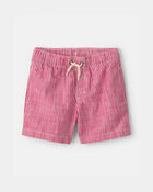 Toddler Boy Hickory Stripe Shorts - Red/Ivory, image 1 of 5 slides