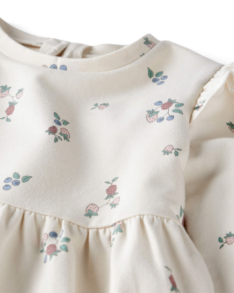 Toddler Organic Cotton French Terry Dress in Berry Blossom Print, image 3 of 6 slides