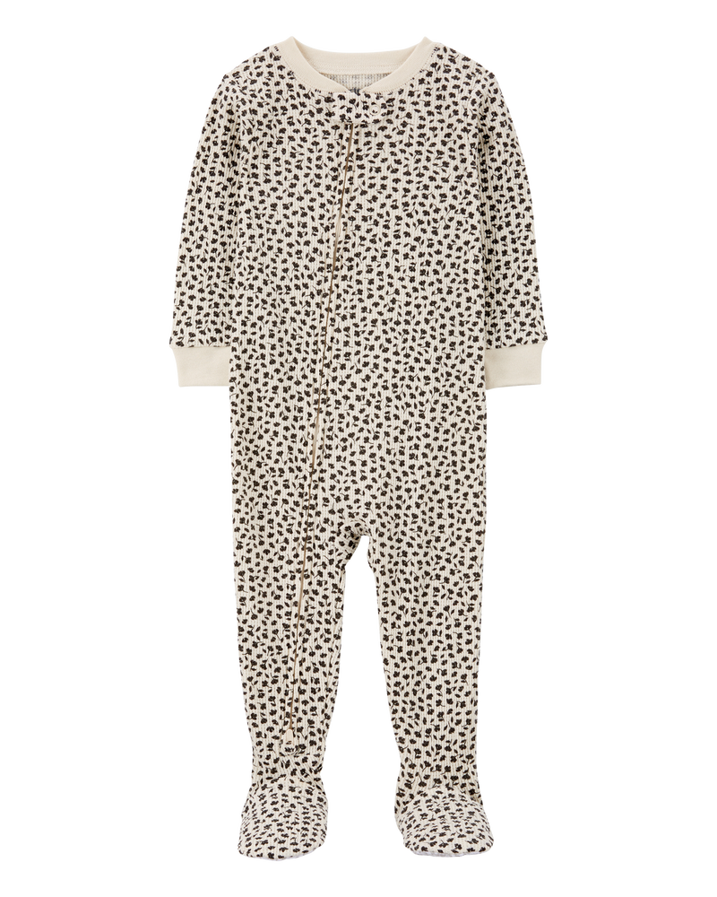 Toddler Girl 1-Piece Floral Thermal Footie Pyjamas, image 1 of 4 slides