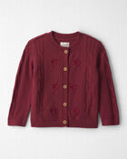 Toddler Girl Organic Cotton Sweater Knit Embroidered Cardigan, image 1 of 4 slides