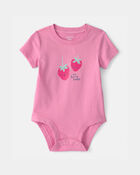 Baby Girl 'So Berry Happy' Strawberry Graphic Bodysuit - Pink, image 1 of 3 slides