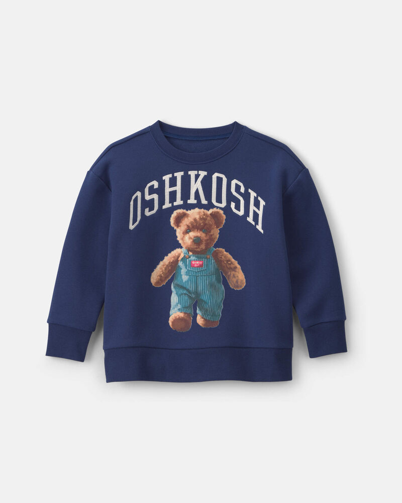 Boys OshKosh Bear Fleece Pullover Sweatshirt - Navy Blue, image 1 of 3 slides