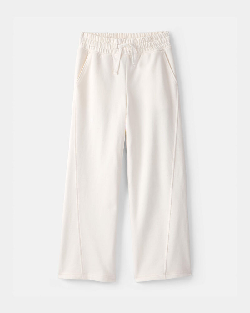 Filles - Pantalon &agrave; jambe large en jersey bouclette - Ivoire, image 1 sur 3 diapositives