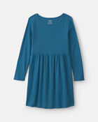 Girls Rib Long-Sleeve Dress - Blue, image 1 of 4 slides