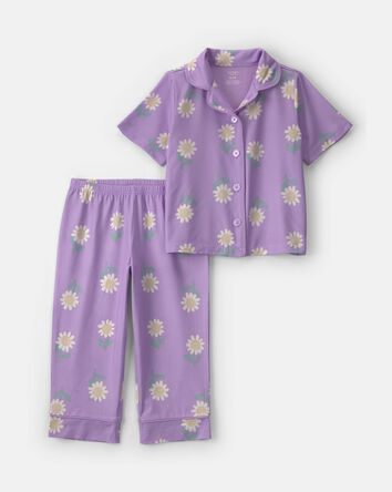 Toddler Girl Heart Short-Sleeve 2-Piece Pyjama Set - Purple, 