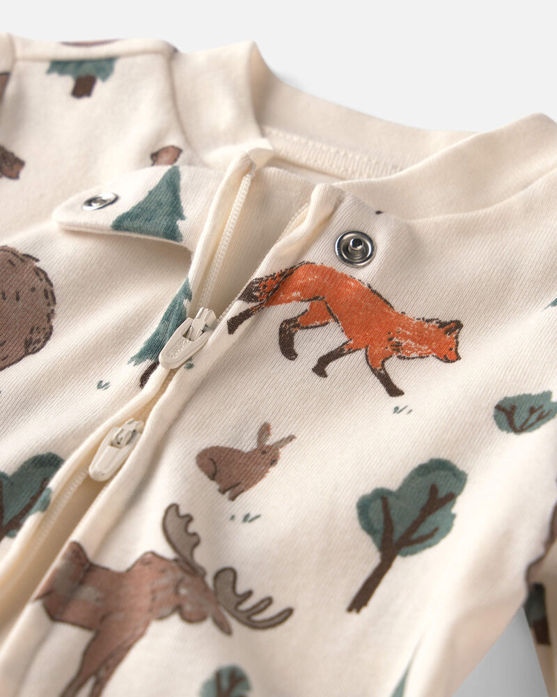 Baby Organic Cotton Sleeper in Woodland Creatures, image 3 of 5 slides