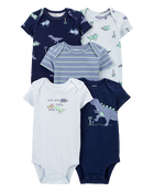 Baby 5-Pack Dinosaur Short-Sleeve Bodysuits, image 1 of 8 slides