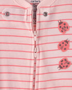 B&eacute;b&eacute; fille - Pyjama 1 pi&egrave;ce ajust&eacute; en 100 % coton &agrave; rayures et coccinelles - Rose, image 2 sur 4 diapositives
