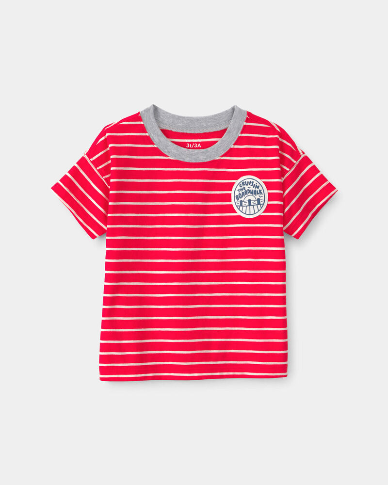 Tout-petit gar&ccedil;on - T-shirt &agrave; rayures - Rouge, image 1 sur 3 diapositives