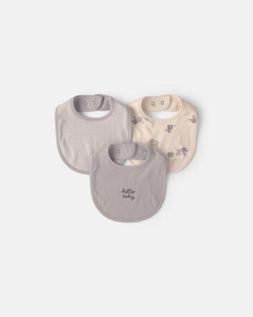 Baby 3-Pack 'Hello Baby' Bibs - Cream, 