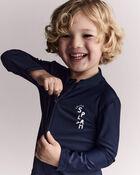Tout-petit gar&ccedil;on - Maillot dermoprotecteur &agrave; manches longues et demi-fermetures &agrave; glissi&egrave;re &laquo;Splish Splash&raquo; - Bleu marine, image 4 sur 7 diapositives