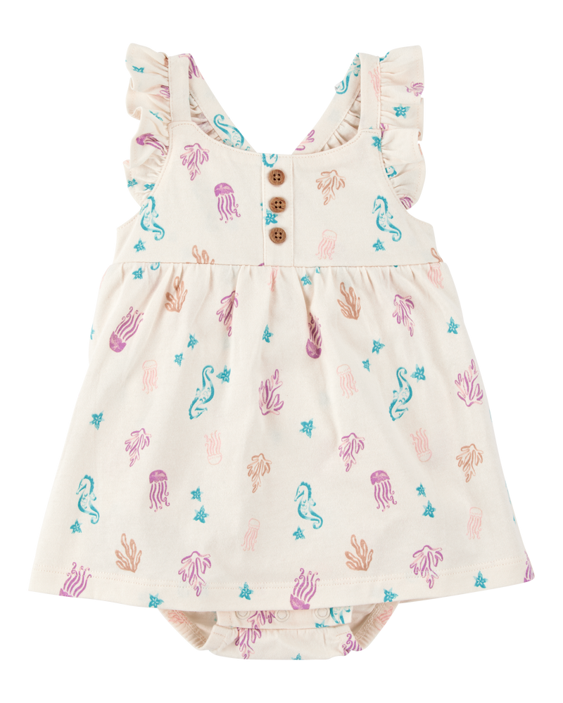 Baby Sea Print Cotton Sunsuit, image 1 of 4 slides