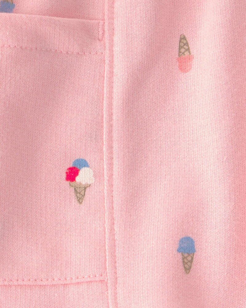 Toddler Girl Ice Cream French Terry Shorts - Pink, image 3 of 4 slides