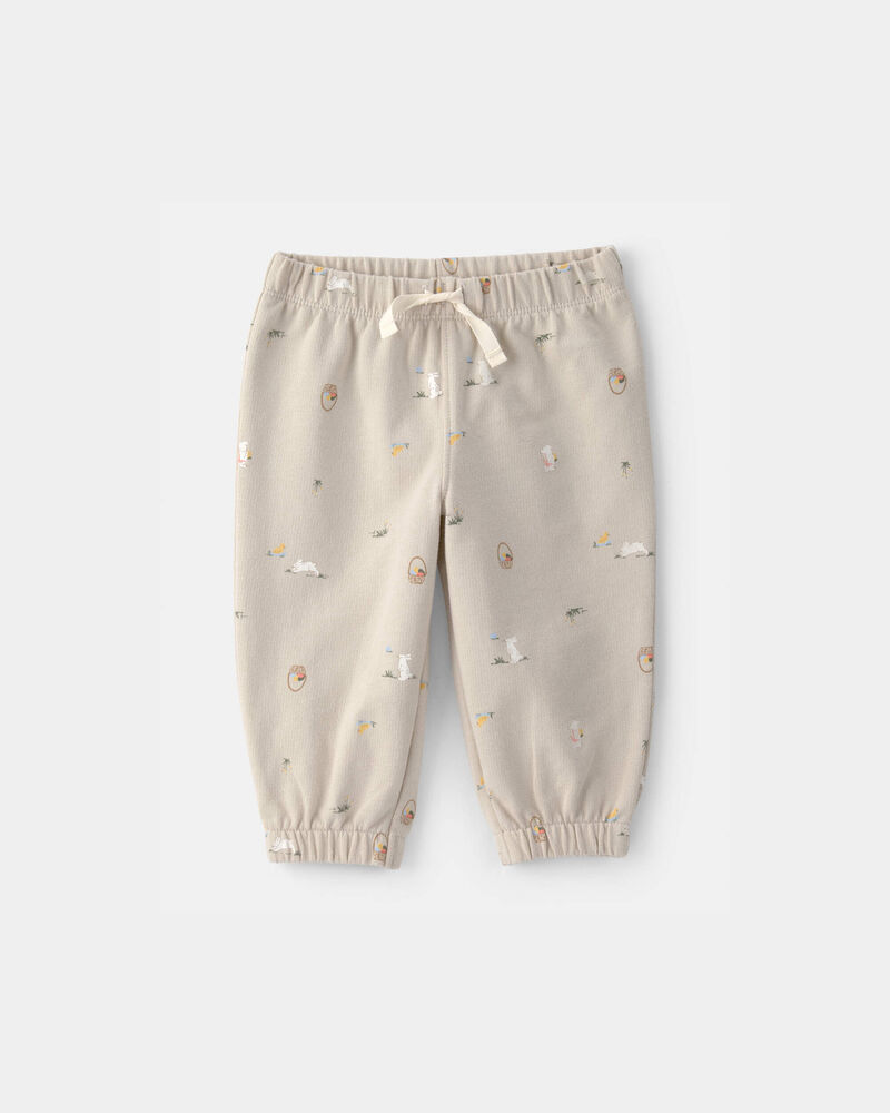 Baby 2-Piece Easter Bunny French Terry Tee & Pant Set - Cream, image 2 of 6 slides