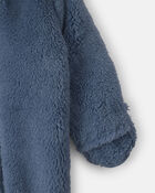 B&eacute;b&eacute; gar&ccedil;on - Combinaison manches longues en molleton teddy &agrave; th&egrave;me ourson &ndash; Bleu, image 3 sur 4 diapositives