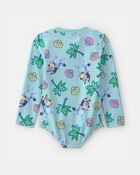 Toddler Girl Bluey&trade; 1-Piece Rashguard Swimsuit - Blue, image 2 of 3 slides
