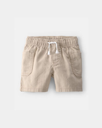Baby Boy Twill Drawstring Shorts - Khaki, 