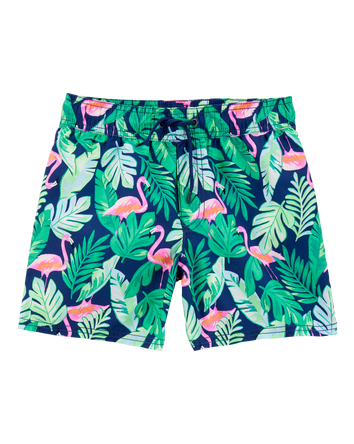 Kid Tropical Print Swim Trunks, 