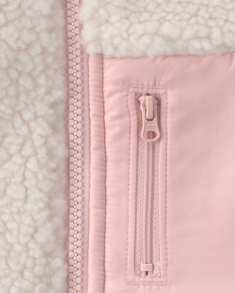 Toute-petite fille - Gilet en molleton teddy - Cr&egrave;me/Rose, image 5 sur 5 diapositives