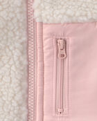 Toute-petite fille - Gilet en molleton teddy - Cr&egrave;me/Rose, image 5 sur 5 diapositives