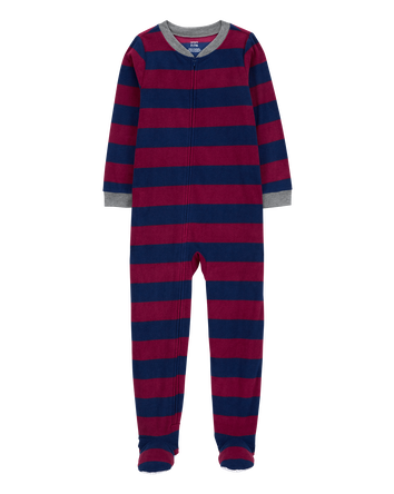 Kid 1-Piece Striped Fleece Footie Pyjamas, 