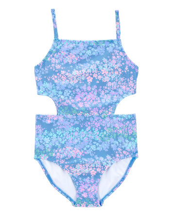 Kid 1-Piece Floral Cut-Out Swimsuit, 