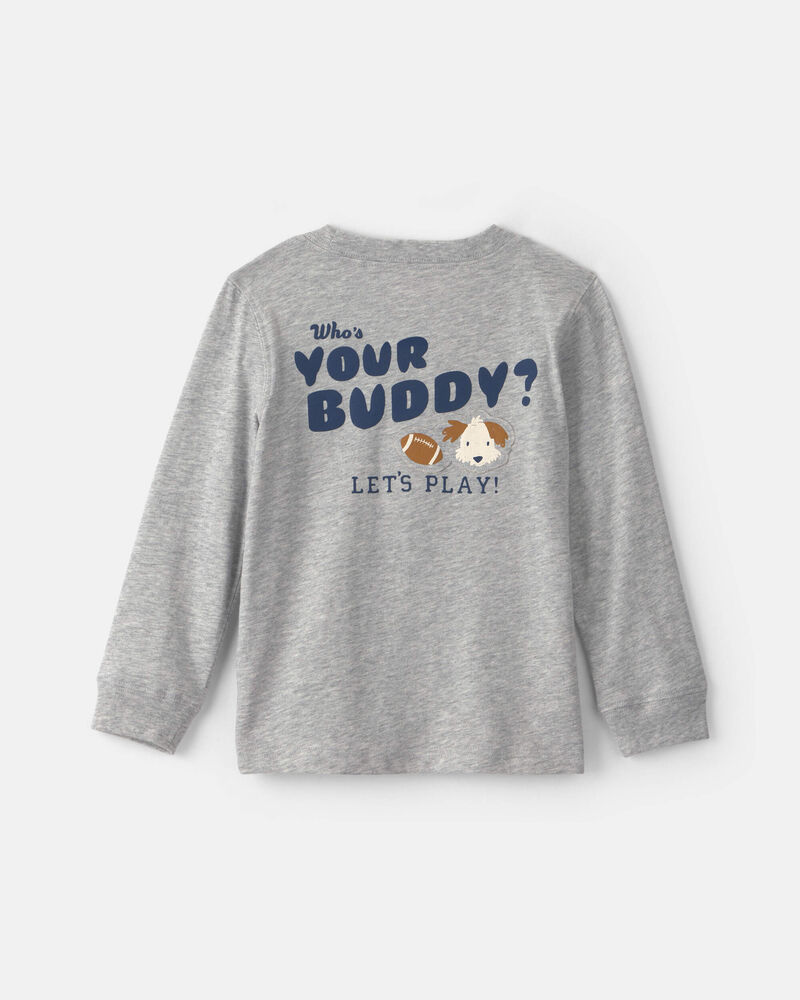 Toddler Boy Buddy Dog Long-Sleeve Graphic Tee &ndash; Grey, image 2 of 5 slides