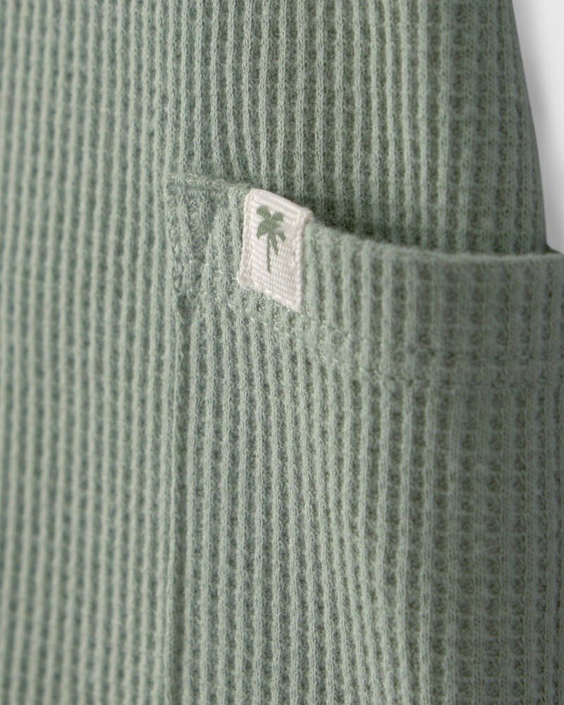Baby Boy Solid Thermal Sleeveless Romper - Olive Green, image 2 of 4 slides