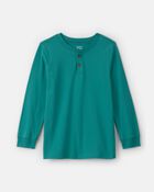 Boys Long-Sleeve Henley T-Shirt - Teal, image 1 of 3 slides