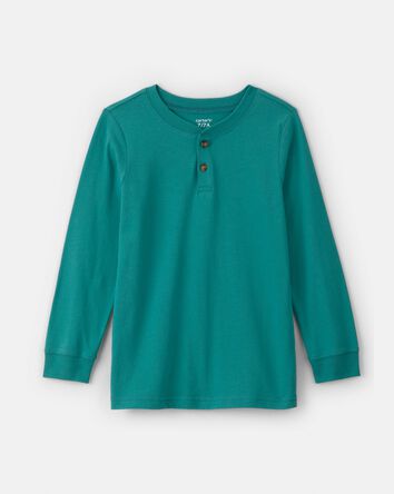 Boys Long-Sleeve Henley T-Shirt - Teal, 