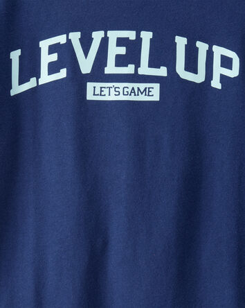 Garçons - T-shirt à manches longues à imprimé Level Up - Bleu marine, 