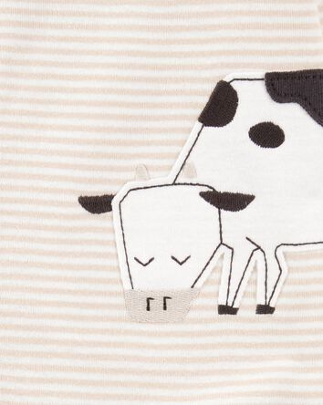 Toddler 1-Piece Striped Cow Footie Pyjamas, 